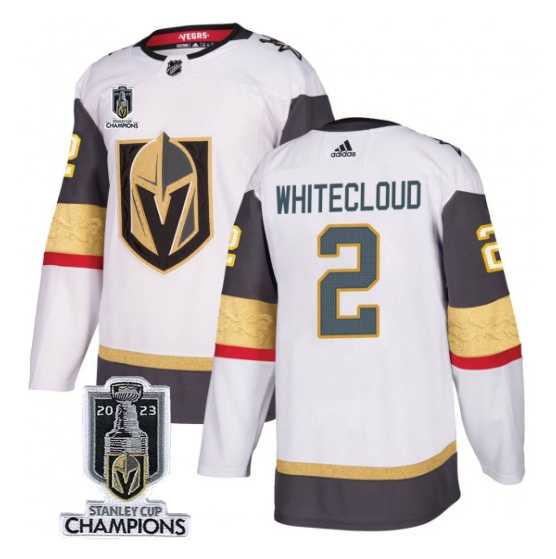 Mens Vegas Golden Knights #2 Zach Whitecloud White 2023 Stanley Cup Champions Stitched Jersey->vegas golden knights->NHL Jersey
